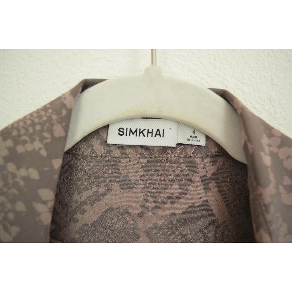Simkhai - Milo Trench Wrap Python Print Wrap Blouse in Taupe - Picture 6 of 7